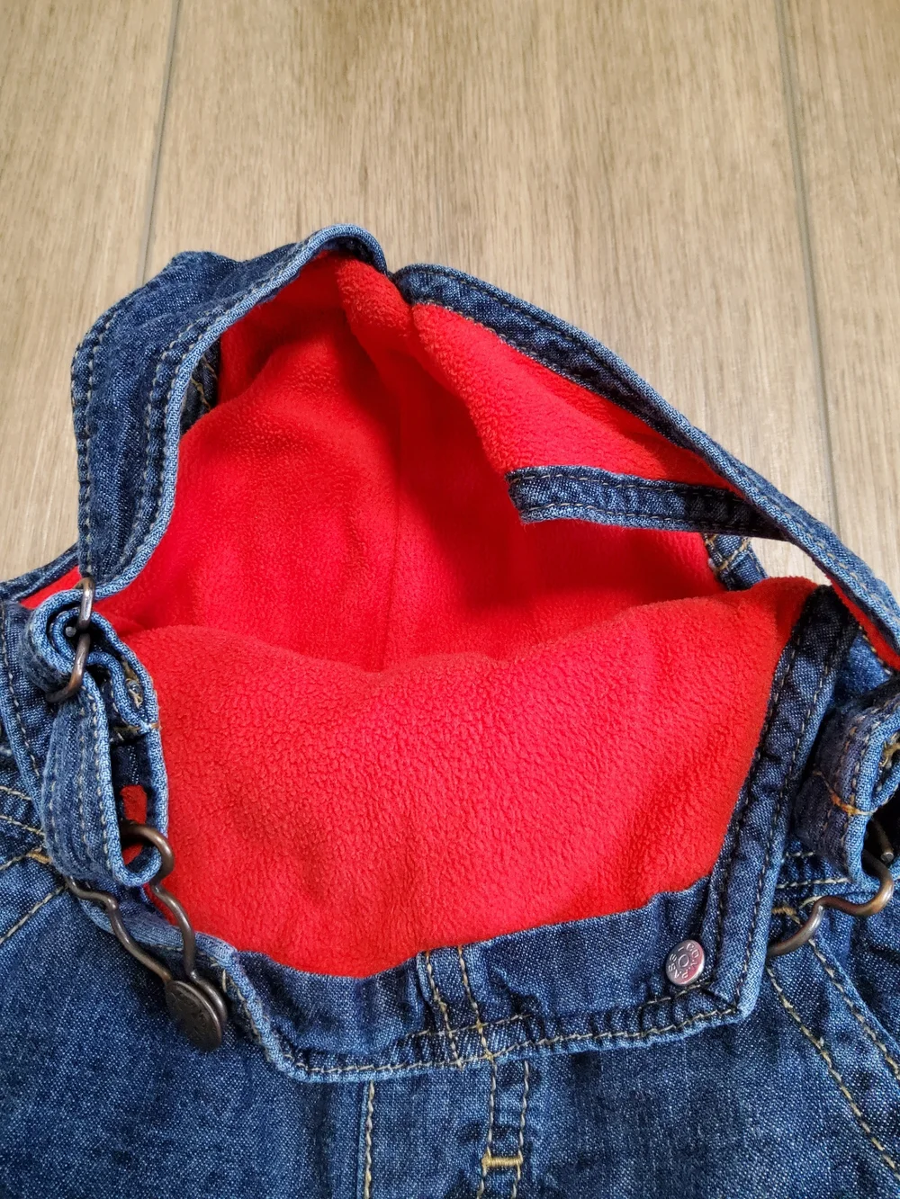 Vintage Classis OshKosh B'gosh Kids 12M Denim Fleece Lined Snap Leg Overalls
